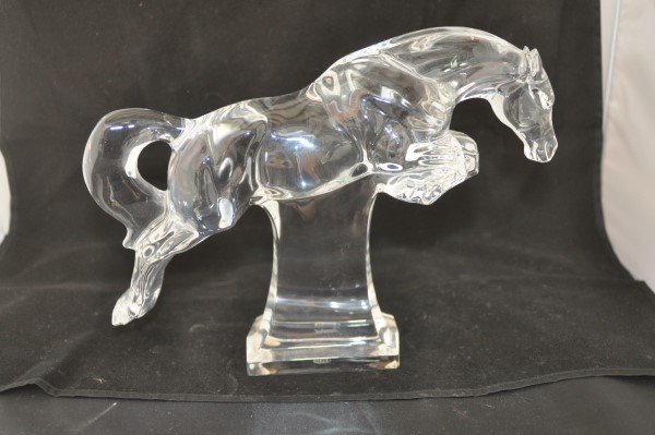 Baccarat Crystal: Jumping Carousel Horse (chipped &: Baccarat Crystal: Jumping Carousel Horse (chipped & repair) 7 3/4" H x 10" W