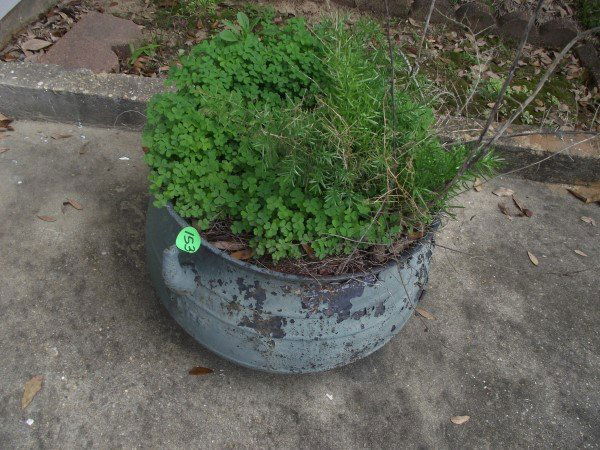 Vintage cast iron garden pot, 1' H x 1'6" Round: Vintage cast iron garden pot, 1' H x 1'6" Round