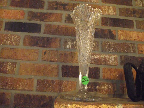 Cut crystal tall vase, 1'2" H: Cut crystal tall vase, 1'2" H