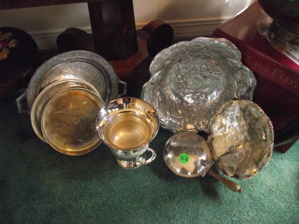 Assortment of silver plate & pewter: Assortment of silver plate & pewter