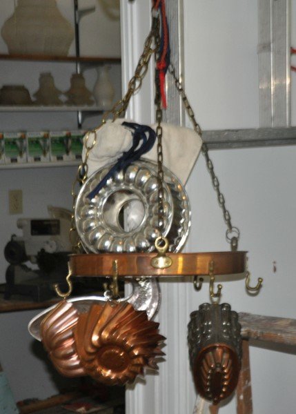 Copper & brass pot hanging rack with copper & alumium (1 of 2)