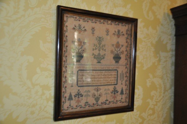 Antique sampler made by Harriett Thomas in the 11 year (1 of 3)