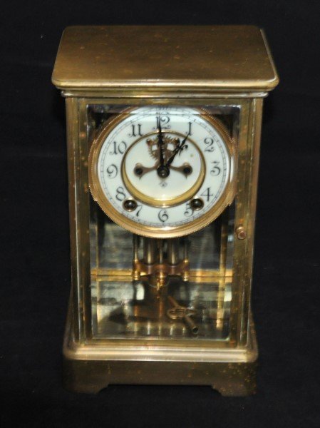 Crystal regulator clock by Ansonia open escapement, (1 of 2)