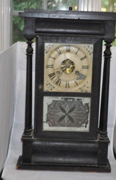 Seth Thomas O.G. Clock, original glass & weights 27" H, (1 of 5)