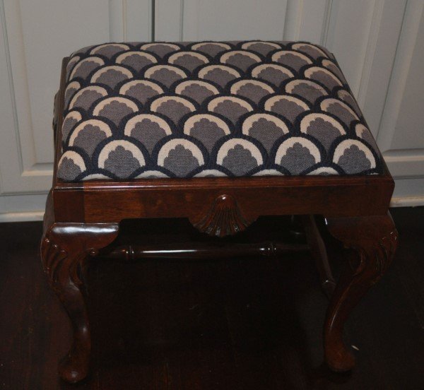 Mahogany vanity stool with queen Anne legs & custom (1 of 1)