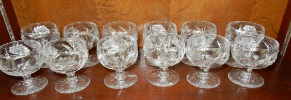 12 cut crystal stemware 3 1/4" H (1 of 2)