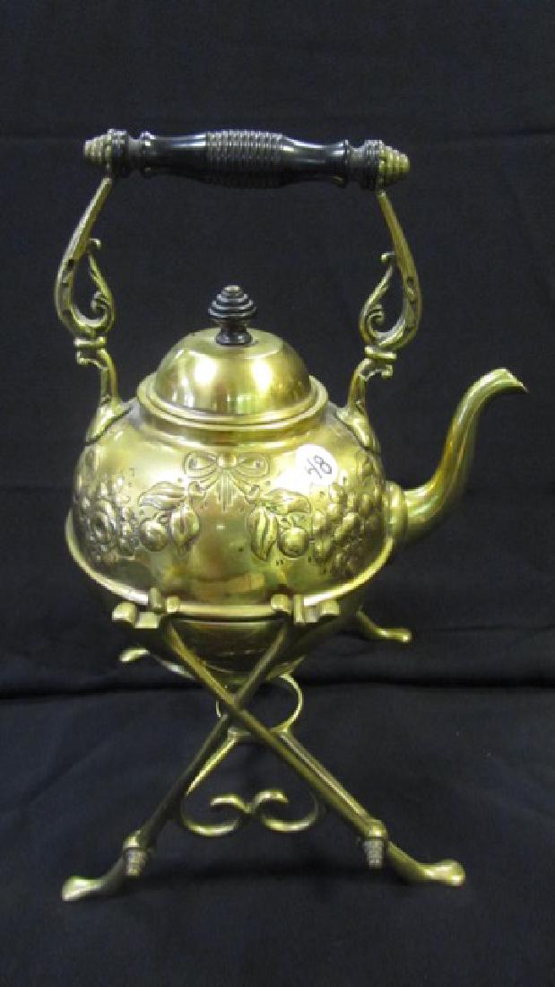 Brass Tea Pot on Stand (1 of 4)
