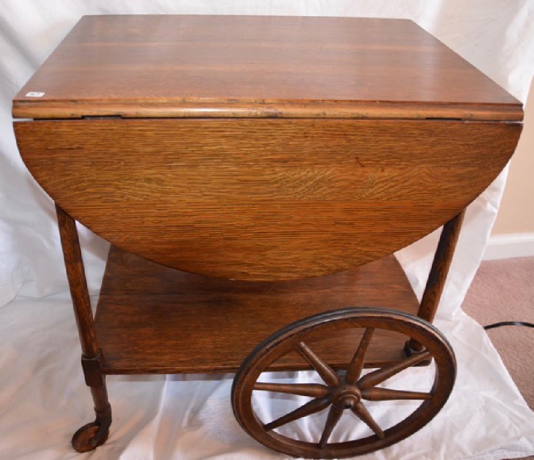 Antique Oak Rolling Cart (1 of 3)