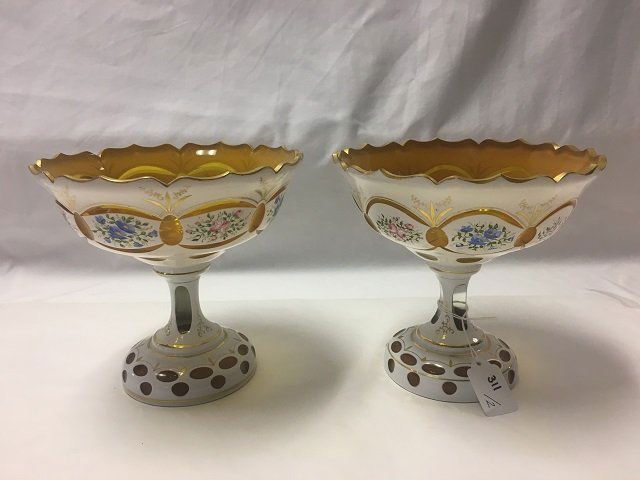 Two Bohemian Glass Pedestalled Bowls (1 of 5)
