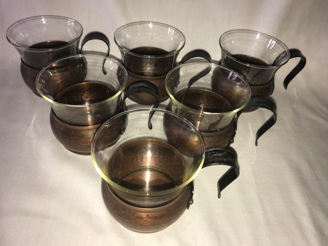 Mid Century Copper and Glass Mule Mugs (1 of 4)