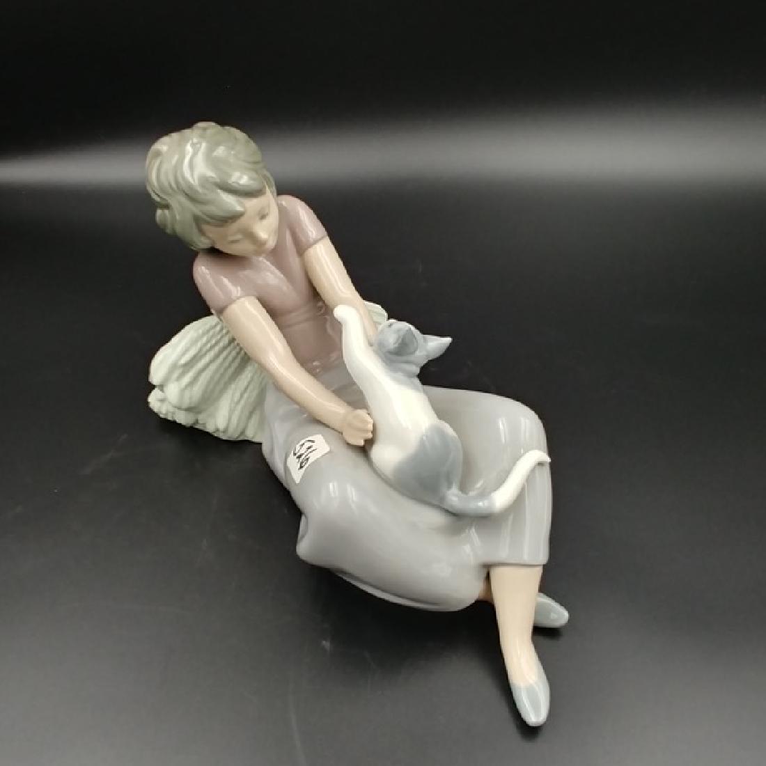 Lladro NAO Reclining Figure with Cat: 8-3/4" long