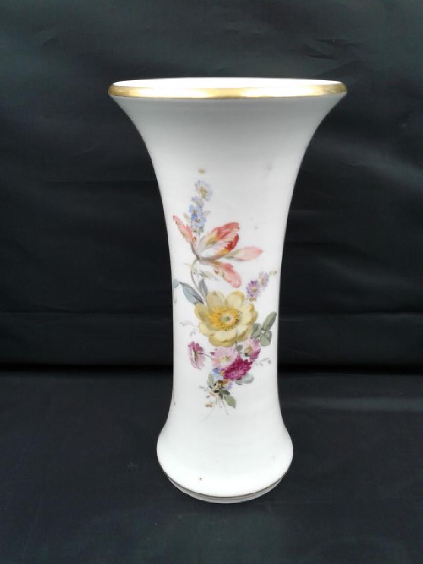 Meissen Floral Vase: Blue crossed sword marks at the base. 9-1/2" h