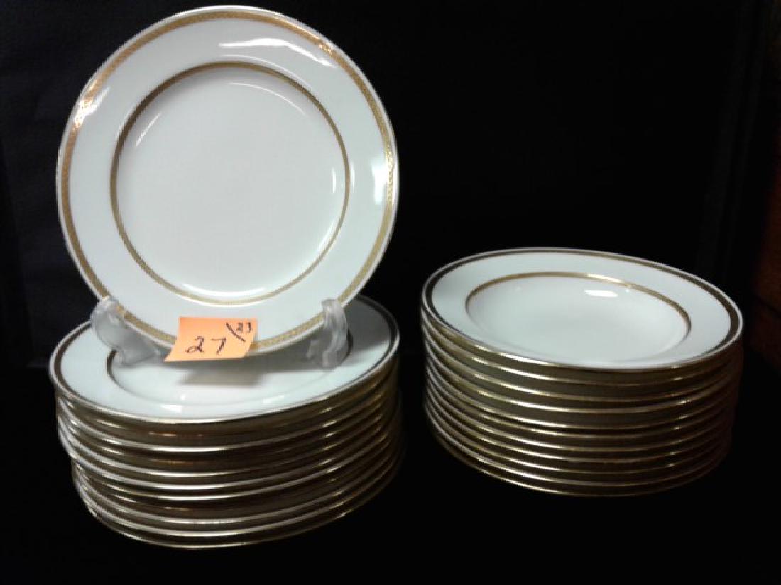 Tiffany & Co. Minton Plates & Bowls (23): Tiffany & Co. Minton. New York, Made in England. Gold rimmed white china plates (12) and bowls (11). 9" plates; 8" bowls