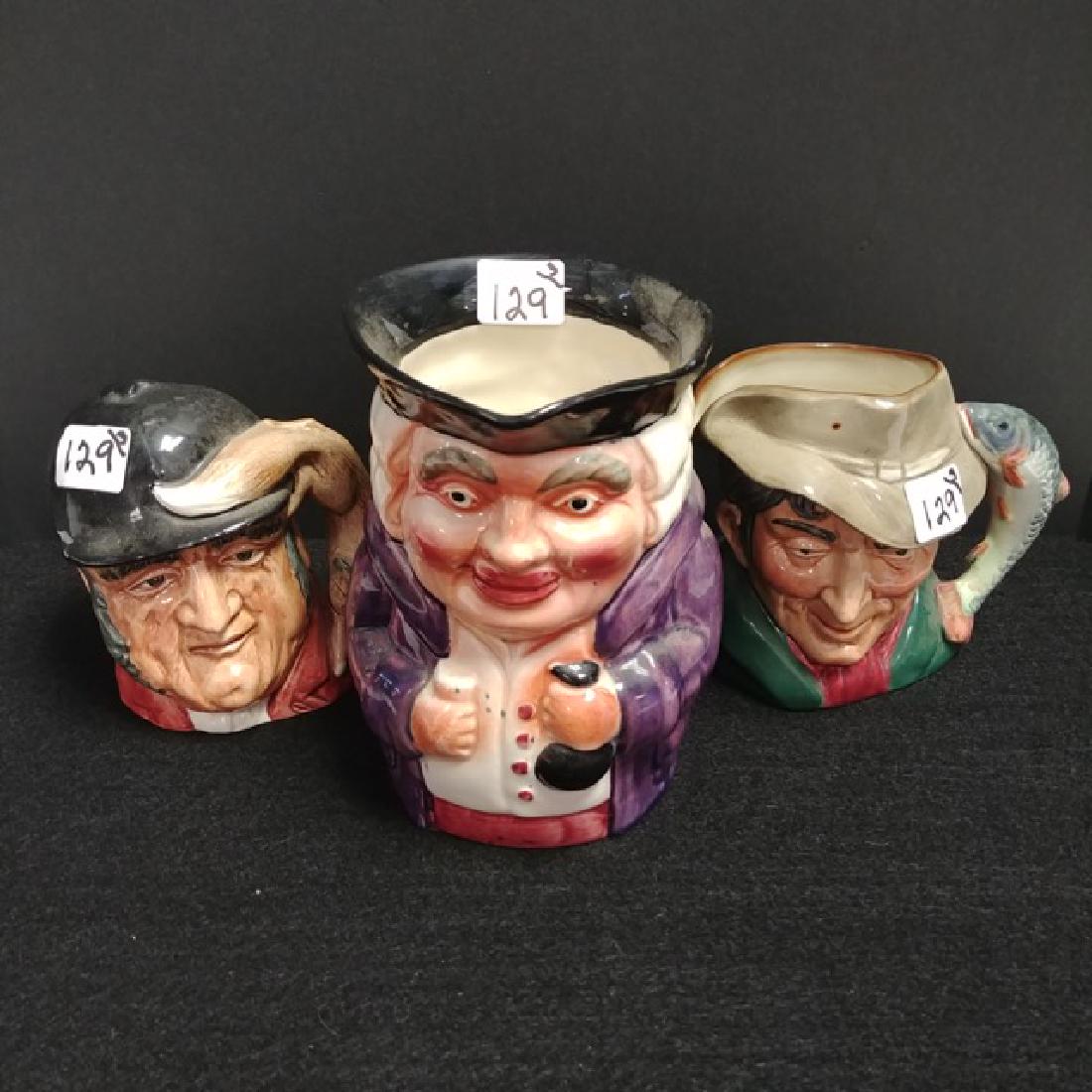 Lot of Toby Mugs: Including Shorter England (1), Royal Doulton - The Poacher (1), Royal Doulton - Gone Away (1). 5", D6464-4", D6538- 4"