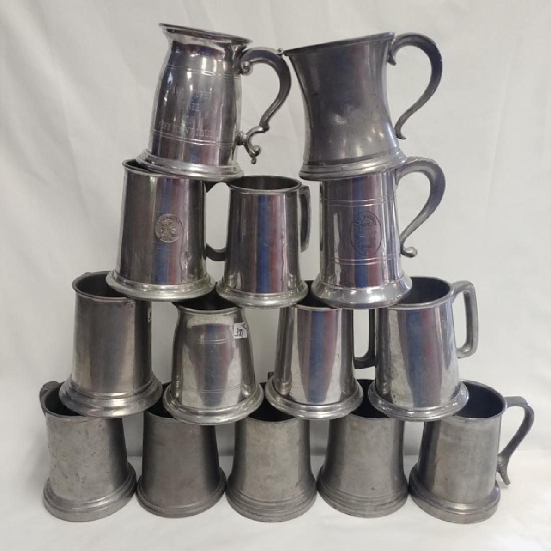 Lot of 14 Misc Pewter Beer Mugs