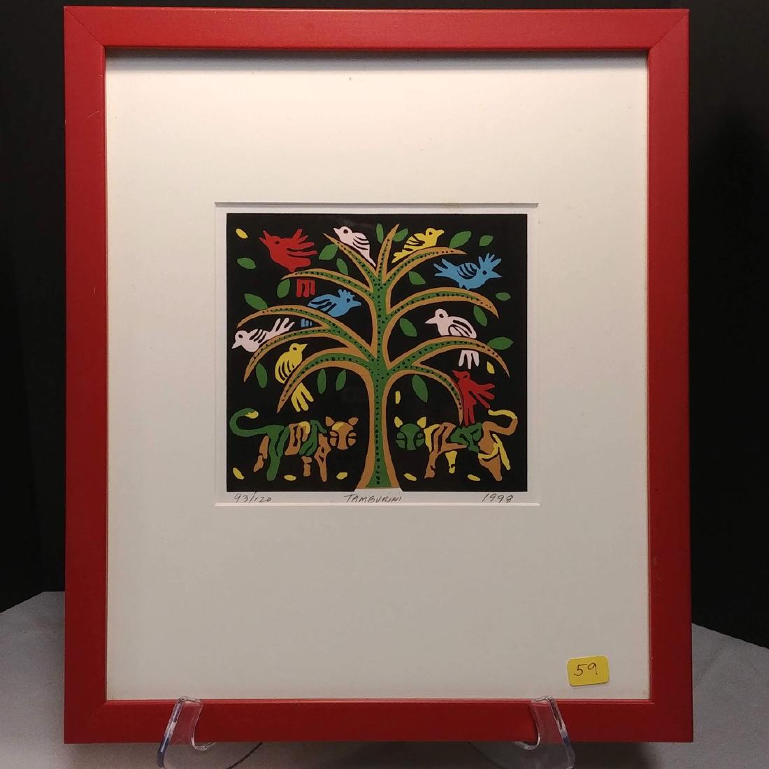 Dominican Ltd. Ed. Silkscreen Print, Signed: 93/120. Pencil signed Fernando Tamburini. 1998. Original, hand pulled, limited edition, silk-screened print for the Altos de Chavon Cultural Center Foundation. 12-3/4" H x 11-3/4" framed.