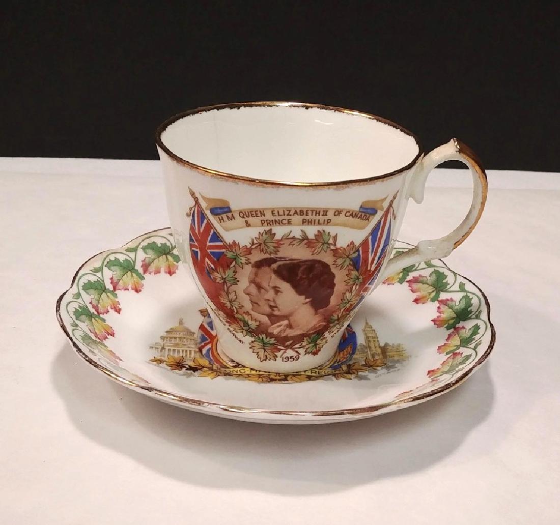 Royal Albert Loyalty Saucer and Jason Tea Cup: Both the cup and saucer commemorate the Royal's visit to Canada. The Royal Albert Saucer reads, To commemorate the visit of Their Majesties King George VI and Queen Elizabeth to Canada and the United