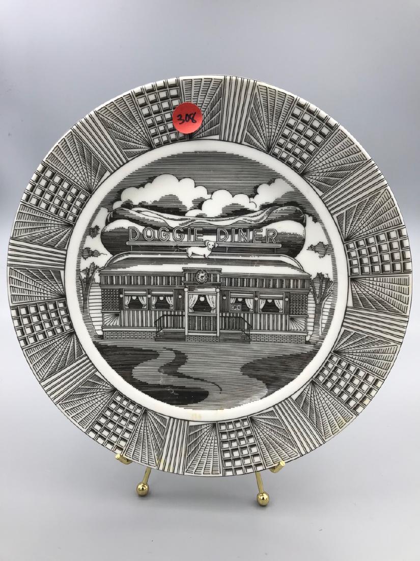 Doggie Diner Plate, Shega: Marked, 222 Fifth, A Slice of Life, Doggie Diner, Illustration by Marla Shega. 10-1/2"