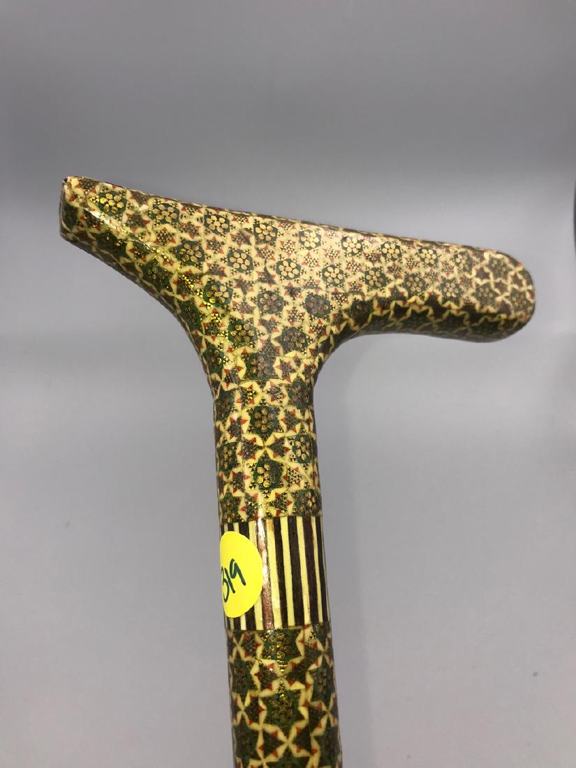 Middle Eastern Micro Mosaic Walking Stick: 34-1/2" L