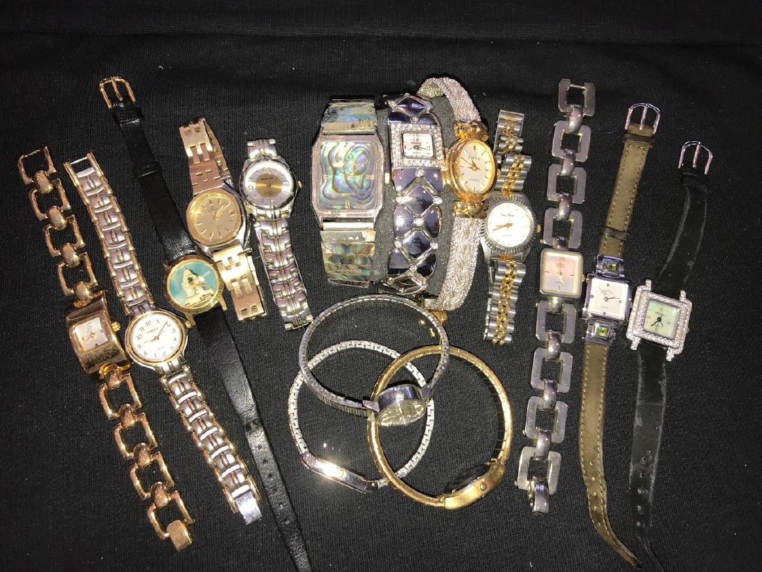 Ladies Wrist Watch Lot (14): Ivana; Milan; Pierre Nicol; Armitron Now; Anne Klein II (2); Carriage (2); Tissot; Pedre; Seiko; Madison Gems; Cherval; and Gruen.