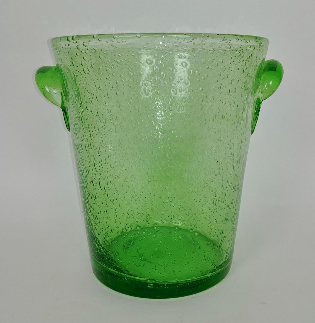 French Biot "Bubble" Glass Champagne Cooler: 9.5" H x 10" including handles