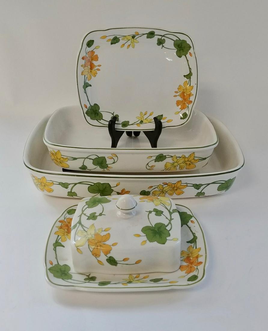 Villeroy & Boch Geranium Rectangular Casseroles,: Includes: 14" x 10" x 2" H; 13.5" x 8" x 2" H; 8" x 6.5" x 3.5" H; 8" x 6.5"