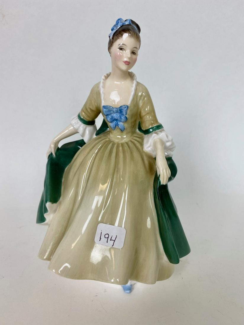 Royal Doulton Elegance Figure: HN2264. Yellow dress with green cape. 7.25" H