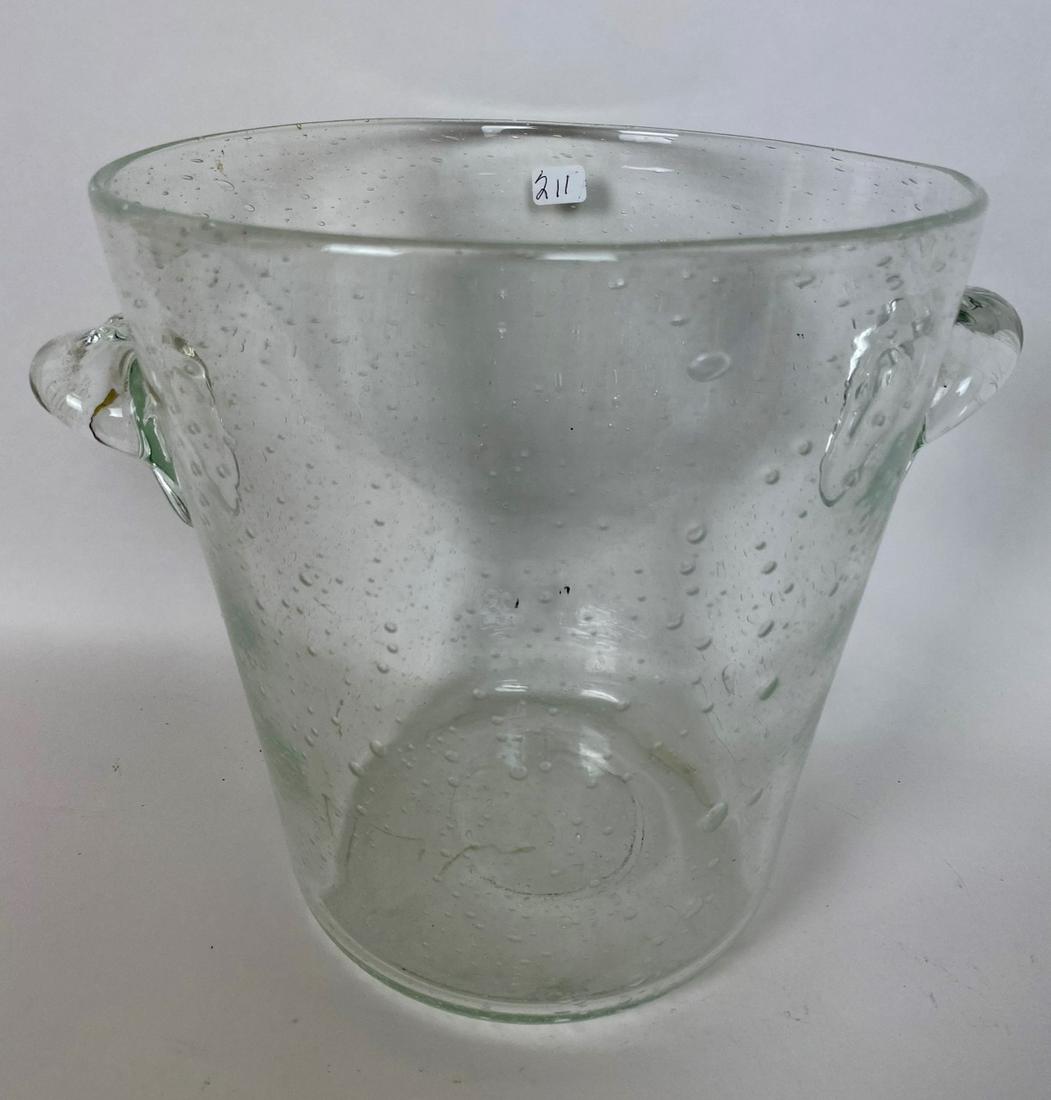 Large Biot "Bubble" Glass Champagne Cooler: Clear glass Biot cooler. Marked at the base La Verrerie de Biot. 9" H x 8.75"