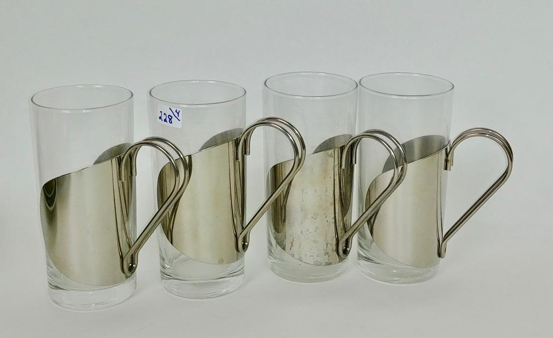 Set of Tom Collins Glasses (4): With stainless steel handles. 5.25" H