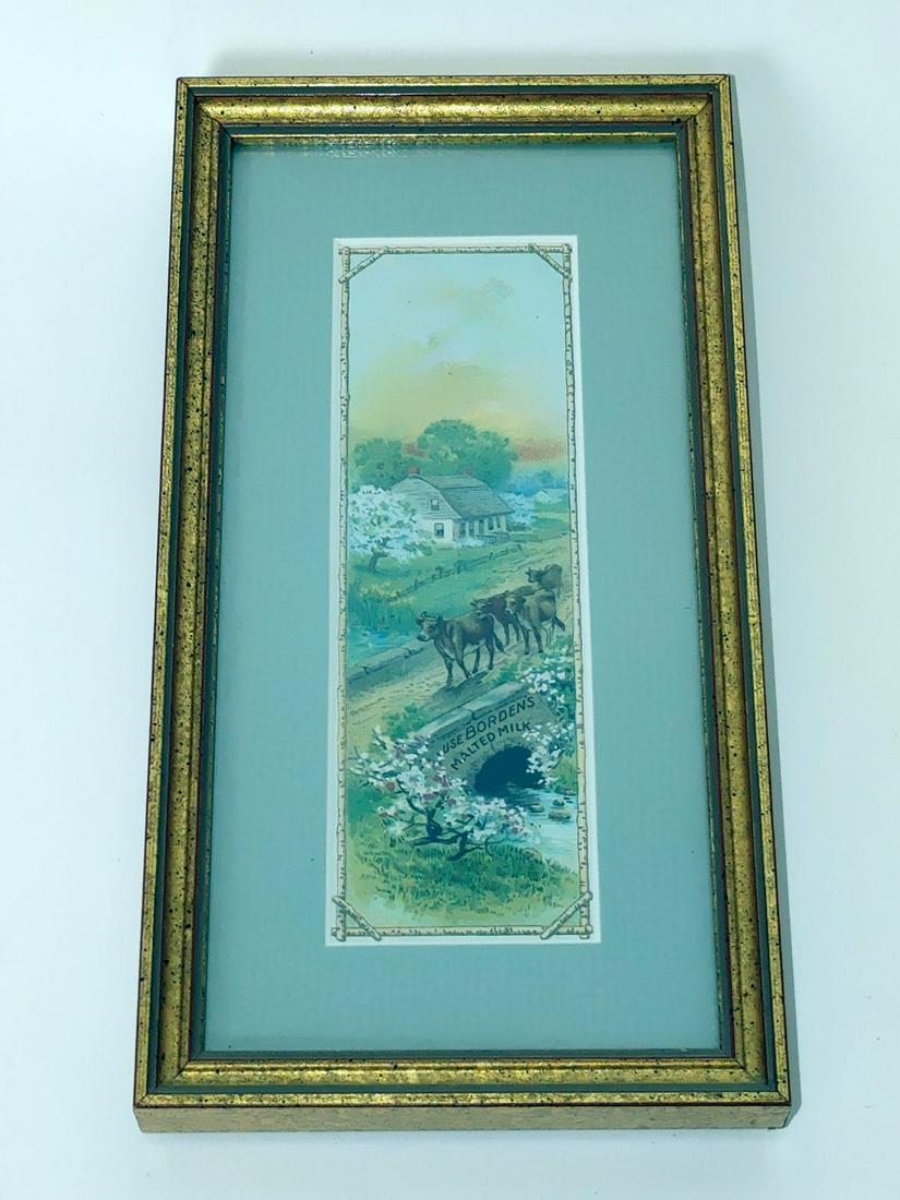 Borden's Malted Milk Framed Advertisement: 5.75" x 2" (8.5" x 4.5")