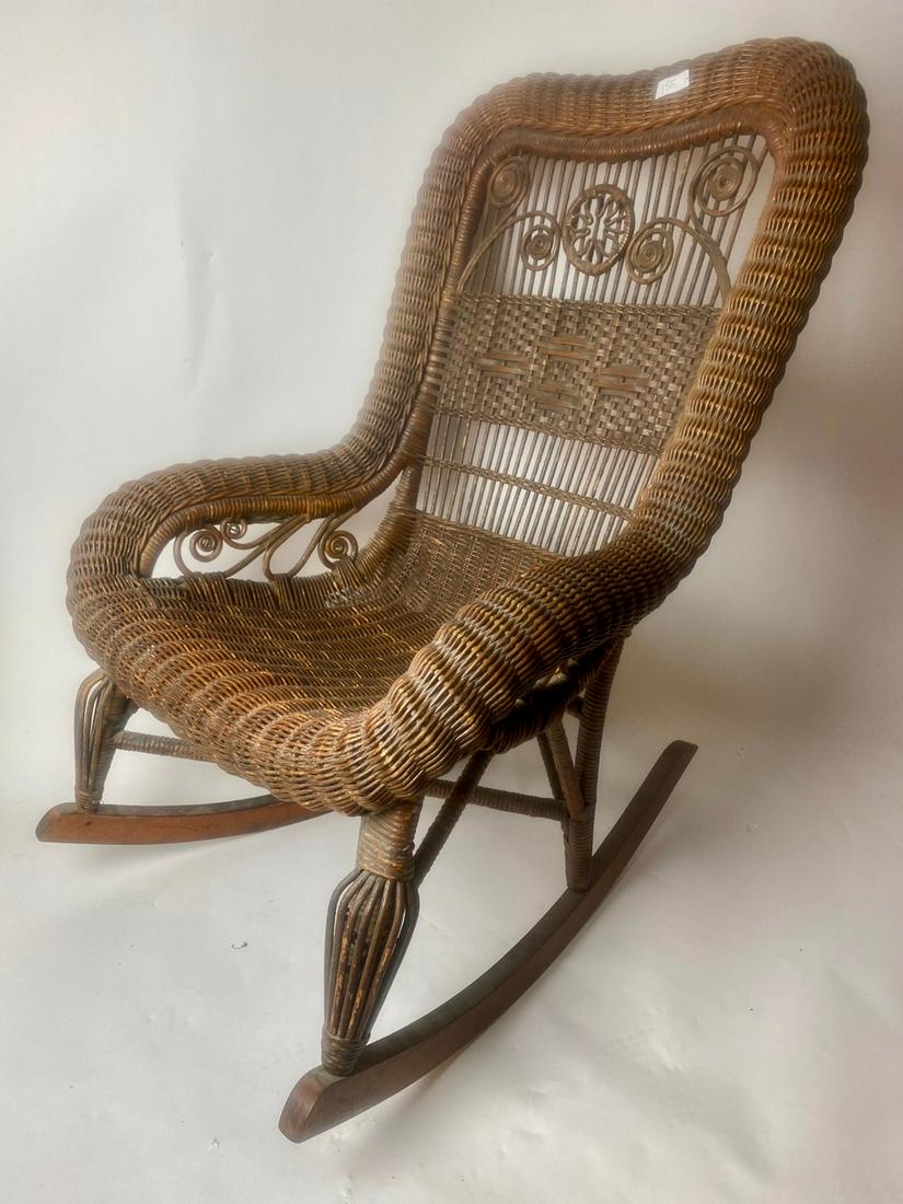 Wicker Victorian Rocking Chair: 36" H x 24" W x 15" seat depth