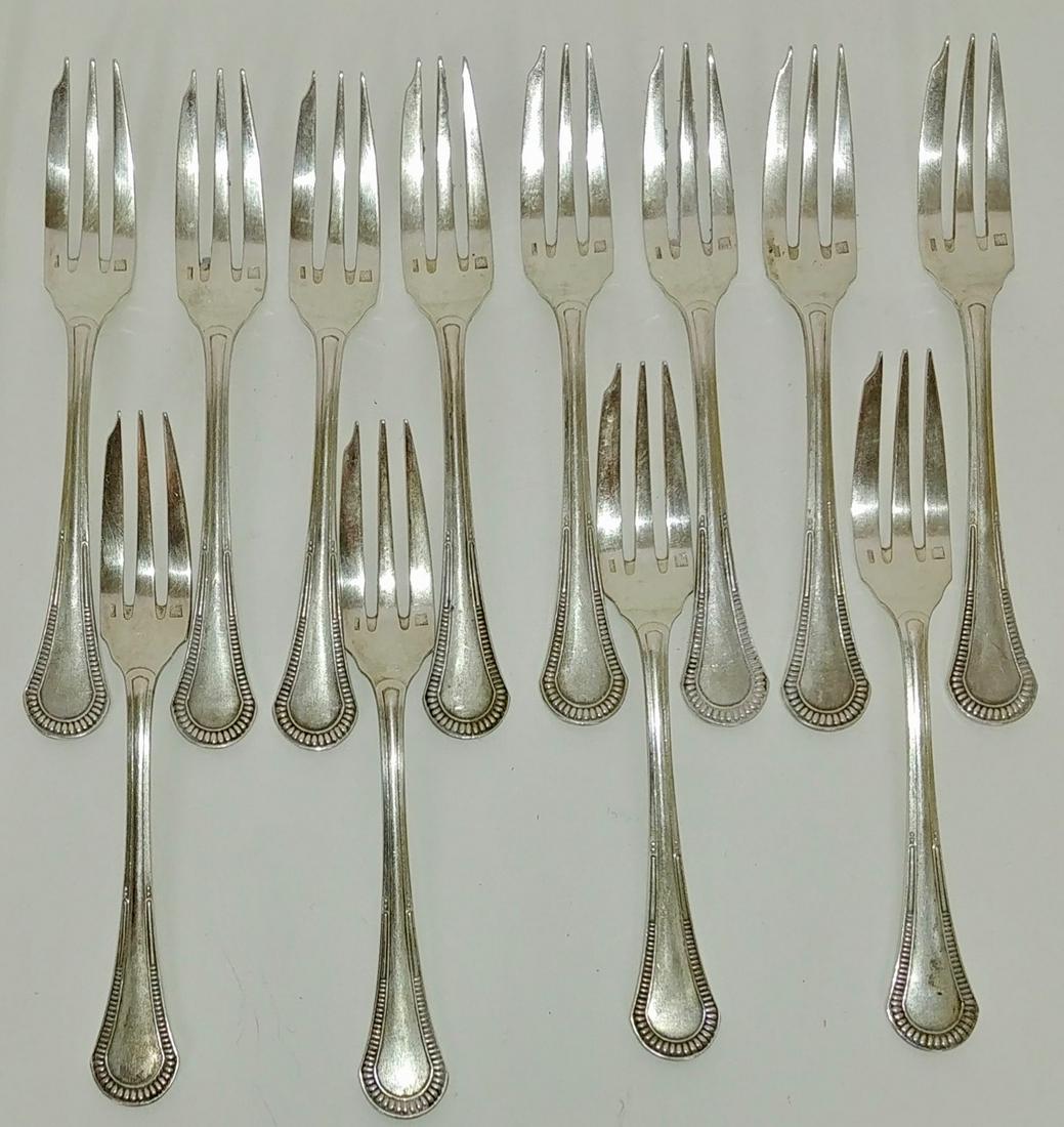 Ravinet d'Enfert Silver Plated Fish Forks (12): CORRECTION TO CATALOG: These are French silver plated fish forks by Ravinet d'Enfert. 5.5" L