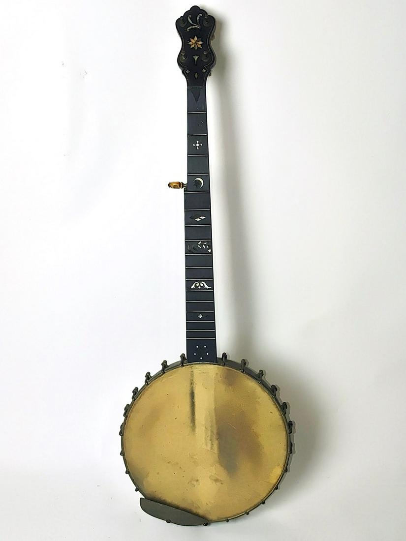 RARE William Burkhard 5 String Banjo: Circa 1900, Mother of Pearl inlay - some pieces missing. Made in Sheboygan, WI. 34" L