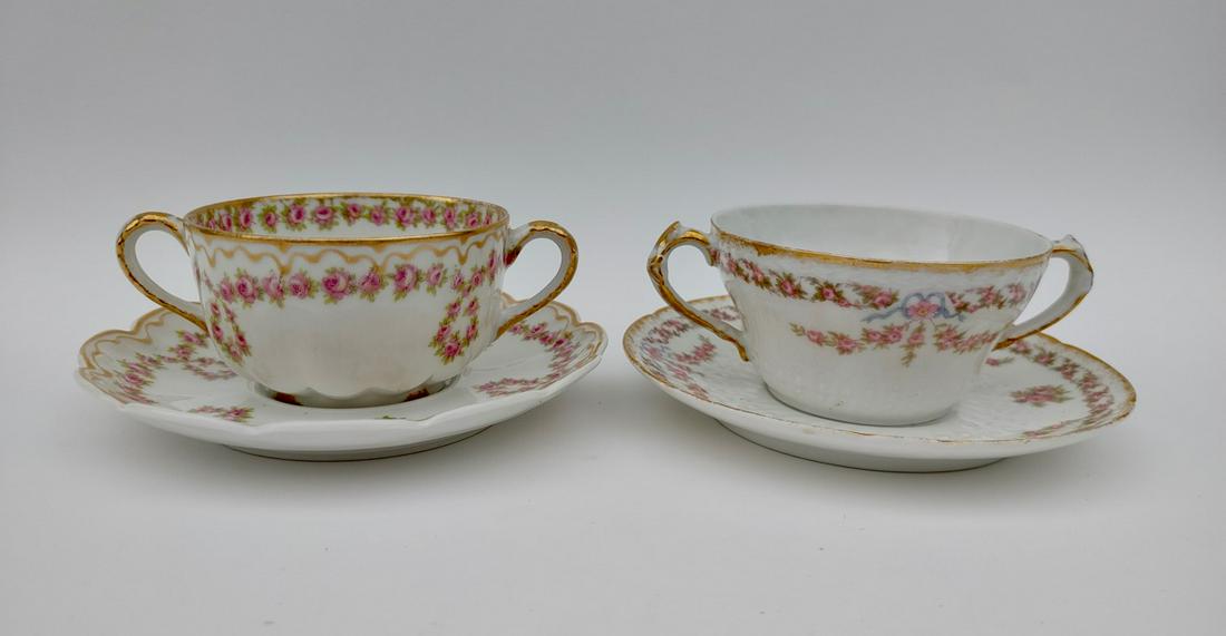 Limoges Cup & Saucer (2): Theodore Haviland Limoges. Together with GDA Limoges, France. 5.5" x 2" H