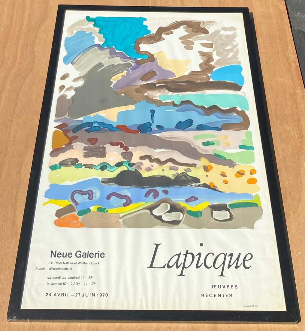 Lapicque French Framed Poster: Neue Galerie, Dr. Peter Nathan et Walther Scharf. 24 avril - 27 juin 1970. 34.5" x 22.5"