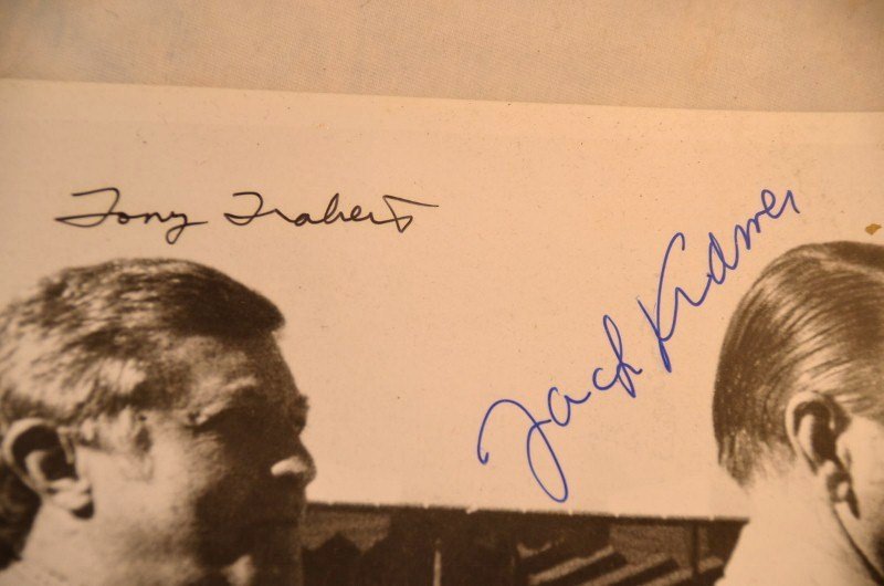 Black & White Photo of Tennis Greats: Tony Trabert, signed in black marker and Jack Kramer signed in blue marker. 8" x 10"