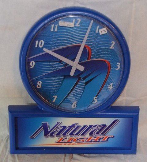 Natural Light Beer ClockÂ : Battery Opperated (blue), 17" x 19"