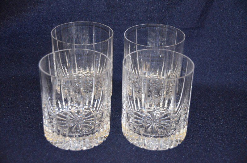 Four Crystal Low Boy Glasses: 3-7/8" high x 3-1/4" dia