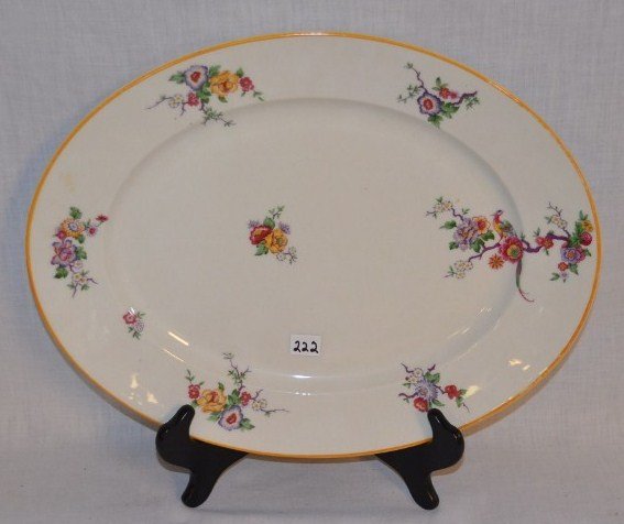 Large Limoges China Serving Platter: Matching pattern to the above lot. Marked B. & Co. Limoges France. L. Bernardaud & Co. Limoges. 15-1/2" oval