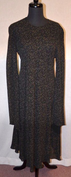 Donna Karan Dress: 100% Wool dancing dress. Fabric buttons up the back. Hankerchief sleeves. NOTE: All clothing & accessories are in "as found in the closet" condition.