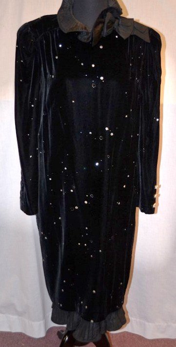 Escada Evening Dress: Size 38. Rayon & Silk. Sparkles and a bow. NOTE: All clothing & accessories are in "as found in the closet" condition.