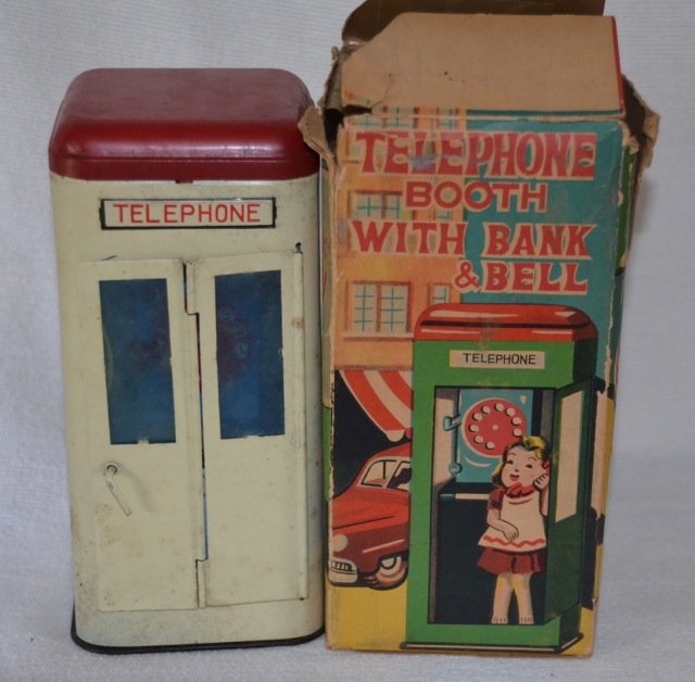1950's Cragstan Tin Toy Telephone Booth
