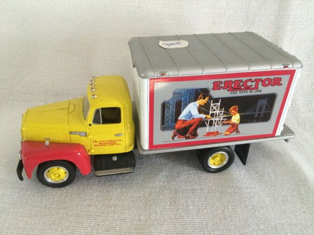 Replica 1957 International Erector Truck: Erector 100 Toys in One, The A.C. Gilbert Co., Erector Square, New Haven, Conn. USA. 8" long