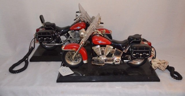 Pair of Harley Davidson Motorcycle Telephones: Made by Harley Davidson and Teleminia. 15" long
