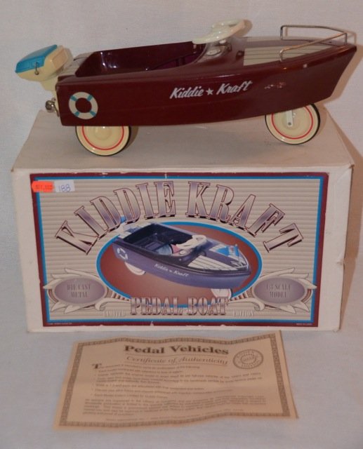 Kiddie Kraft Ltd Ed. Pedal Boat: 1/3 scale model. Die cast, 1996. Xonex, Cleveland, Ohio. Limitied Edition 284/10000. 11" long