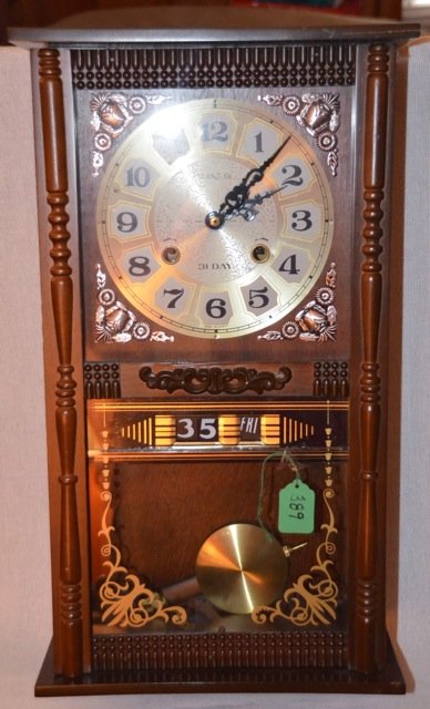 Wang Ja Wall Clock: Made in Korea. 31 Day clock. Wood cased. 20" high
