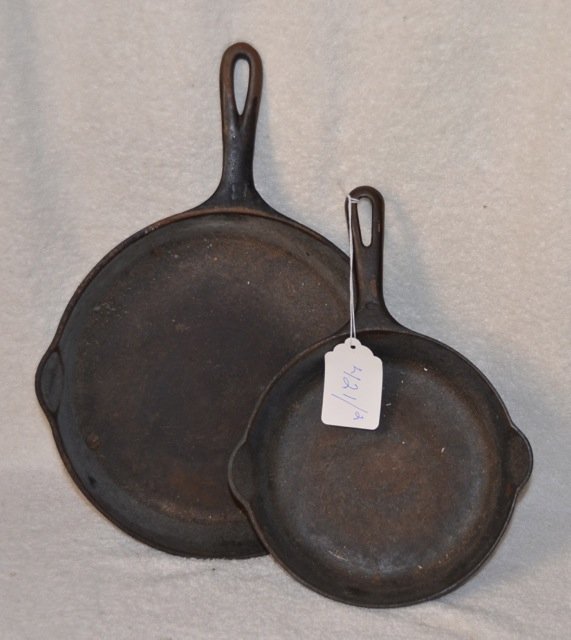 Two Griswold Cast Iron Skillets: 10" and 8"
