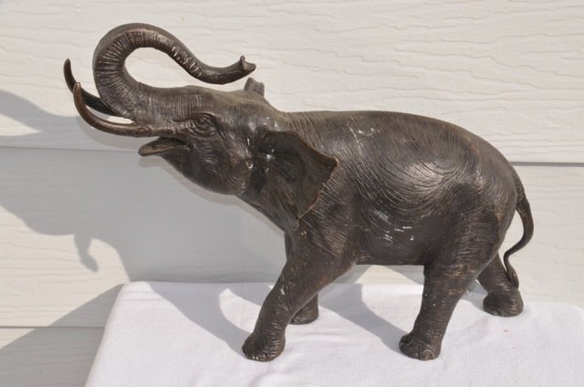 Solid Brass Elephant Figure: Trunk to back leg is 22" long