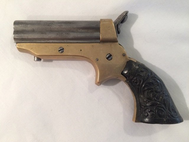 Antique Sharps & Hankin Style Pepperbox: .22 Caliber pepperbox pistol. Patented 1859. Unmarked, maybe Sharps & Hankin. 5-1/2" long