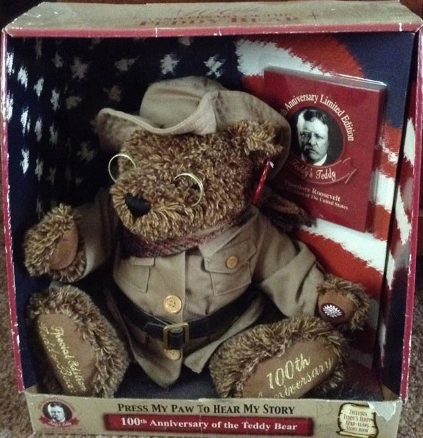 100th Anniv. Teddy Bear: 100th Anniversary of the Teddy Bear. Teddy's Teddy plush bear. Limited Edition bear with read along book. Press My Paw To Hear My Story. Theodore Roosevelt.